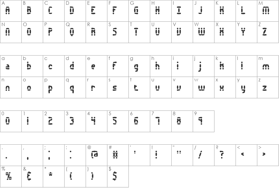 Amalgamate BRK font character map preview