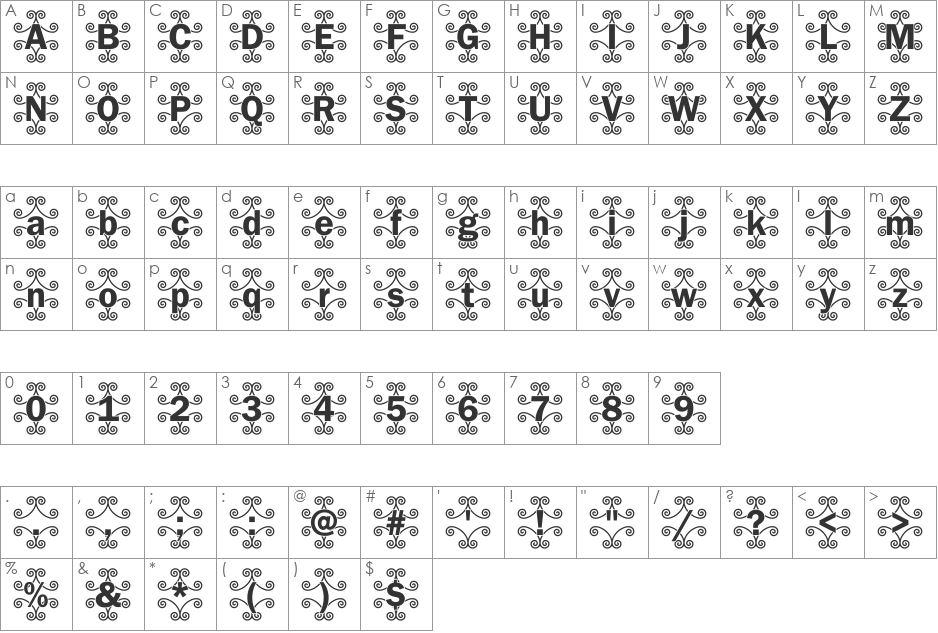 DTCFranklinGotM46 font character map preview