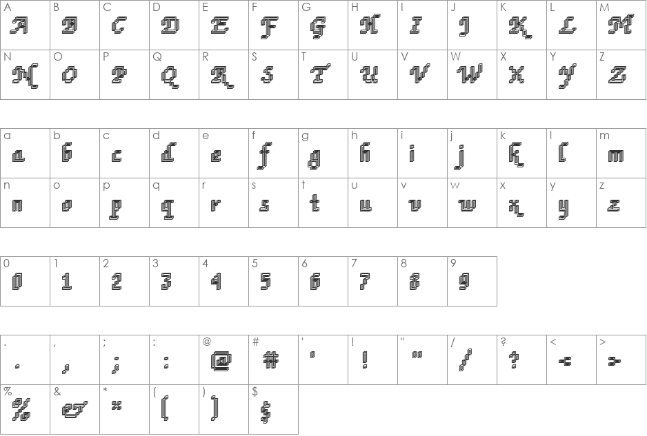 DTCRoughM74 font character map preview