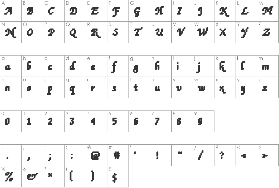 DTCRoughM79 font character map preview