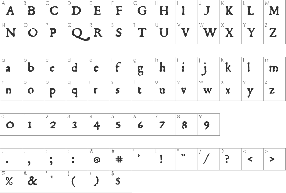 Du Bellay font character map preview