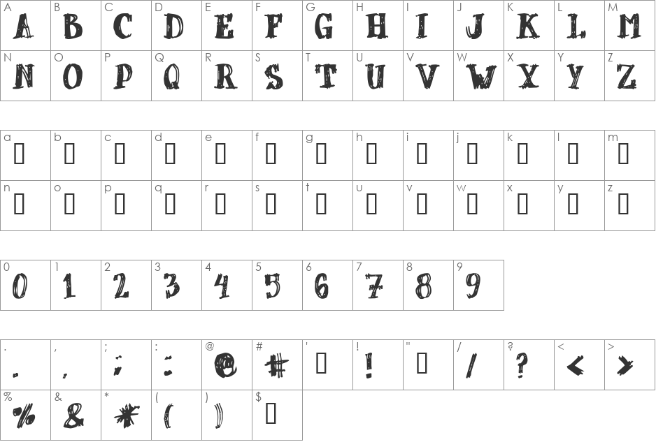 dUBBEL font character map preview