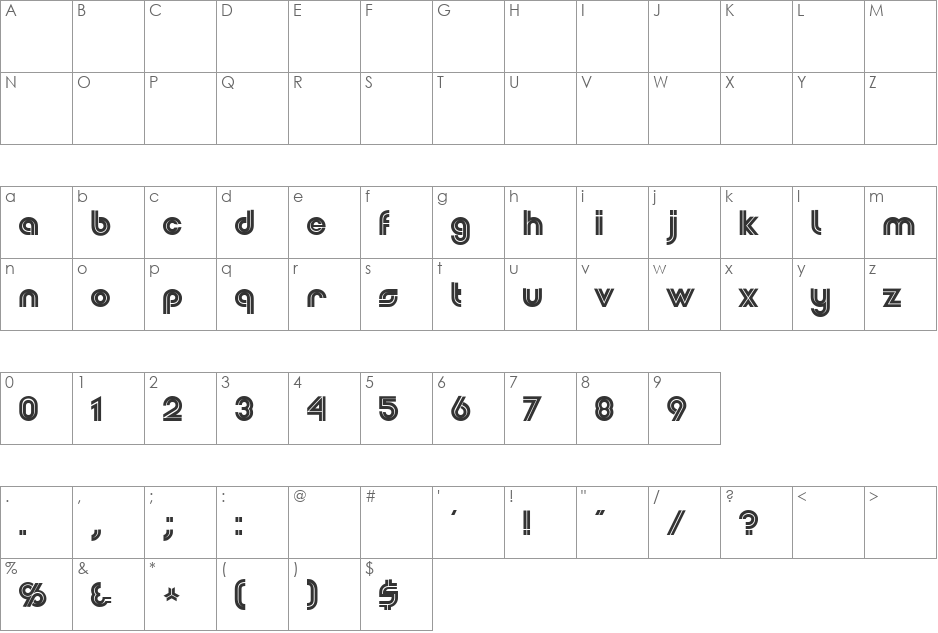 Dubbeldik MN font character map preview