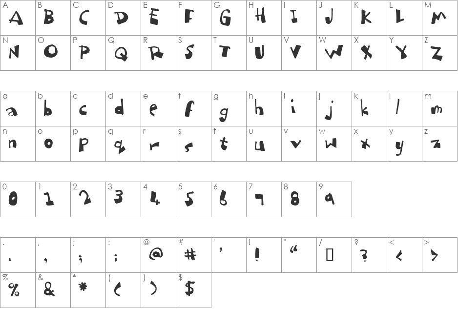 dubbem font character map preview