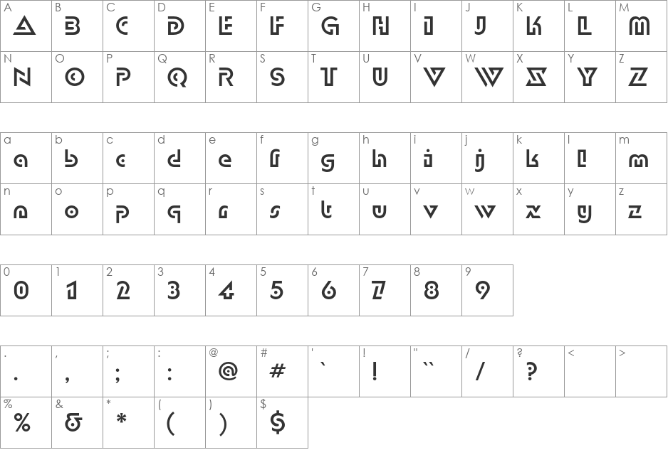 DublonLightC font character map preview