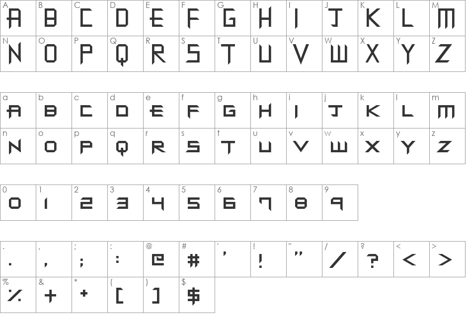 Dubstep Dungeons font character map preview