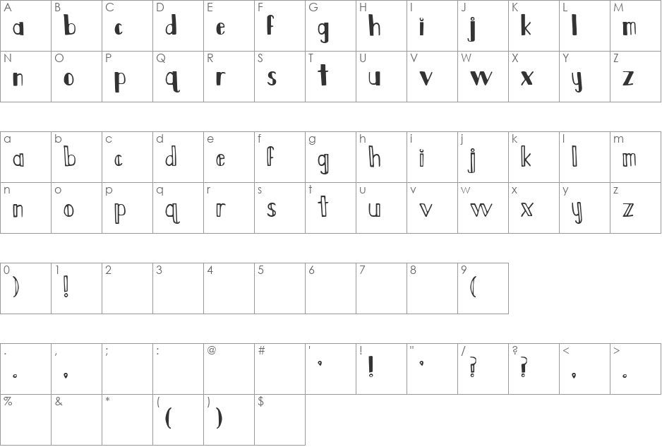 Duck Duck Goose font character map preview