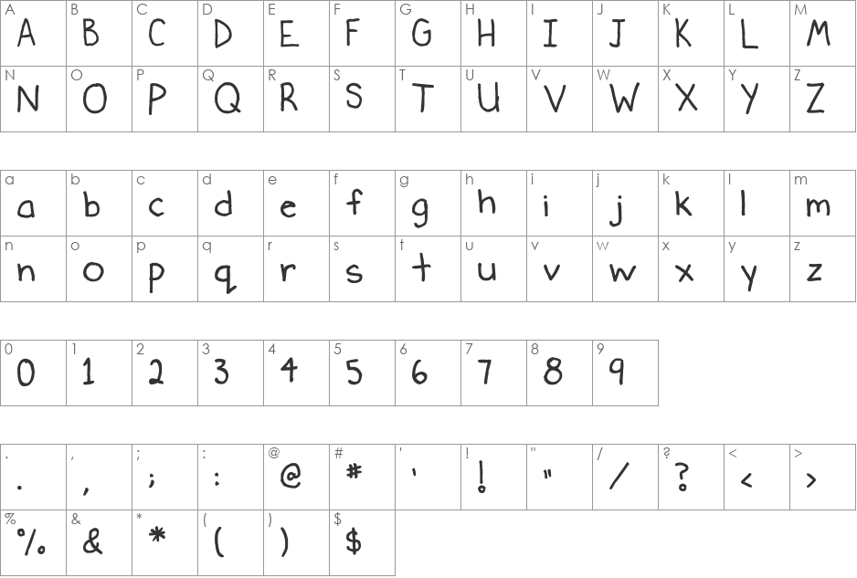 Ducky font character map preview