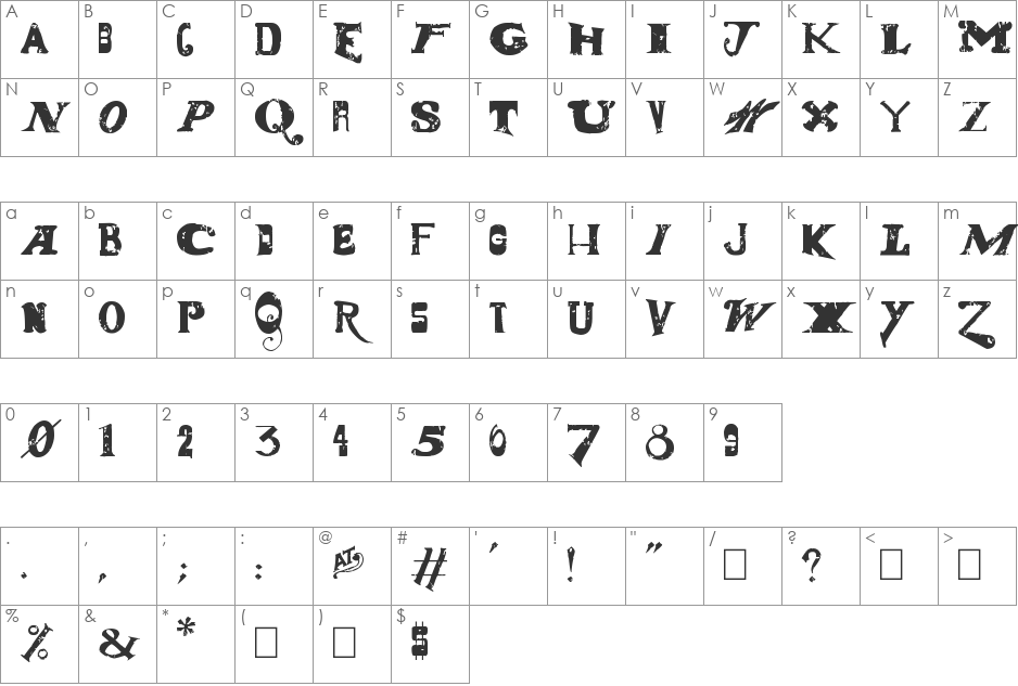 Dude Ranch font character map preview