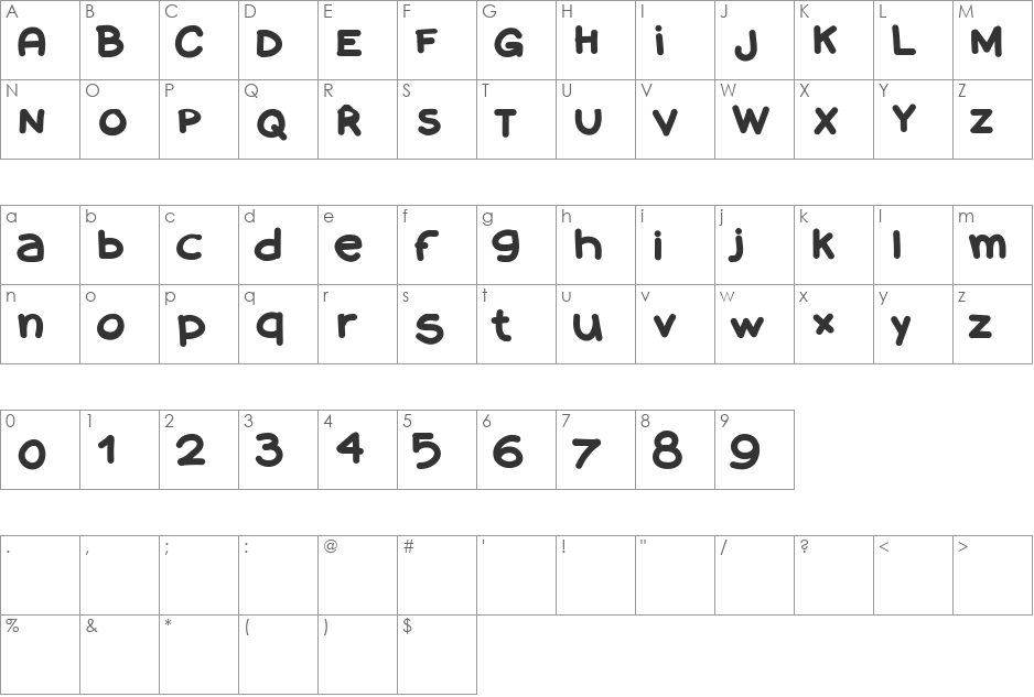AManoBlaxtendida font character map preview