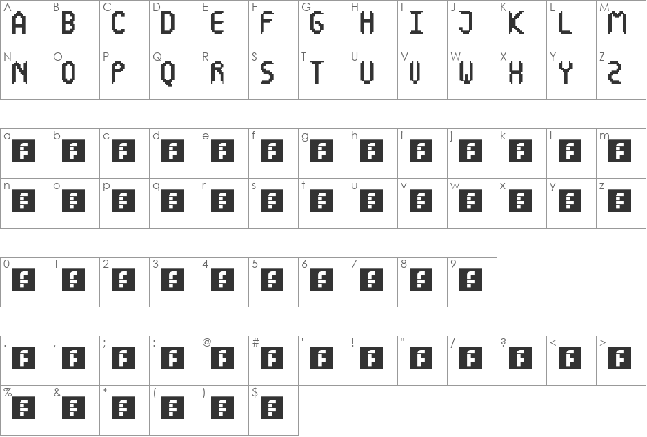 Duh, Pixels! font character map preview