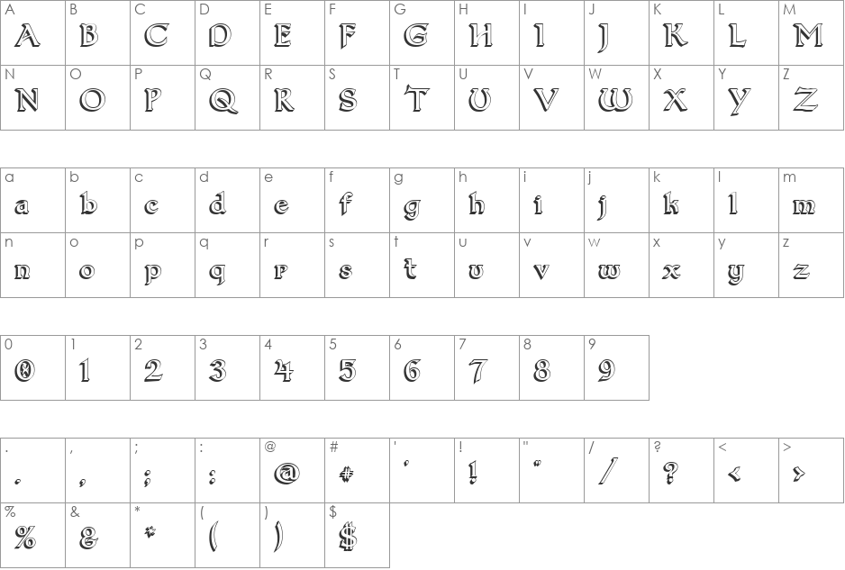 Dumbledor 1 3D font character map preview