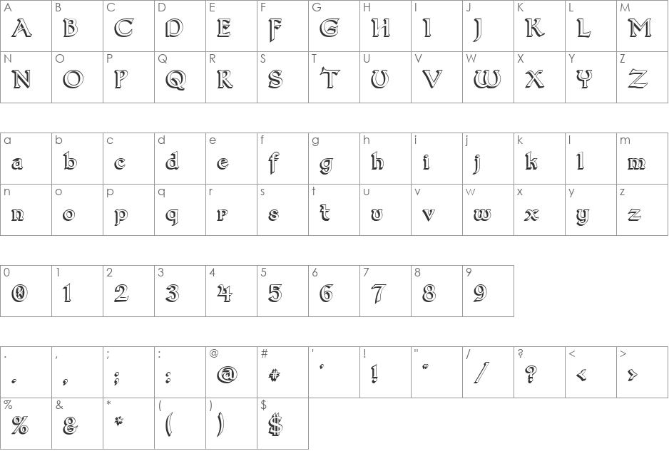 Dumbledor 3 3D font character map preview