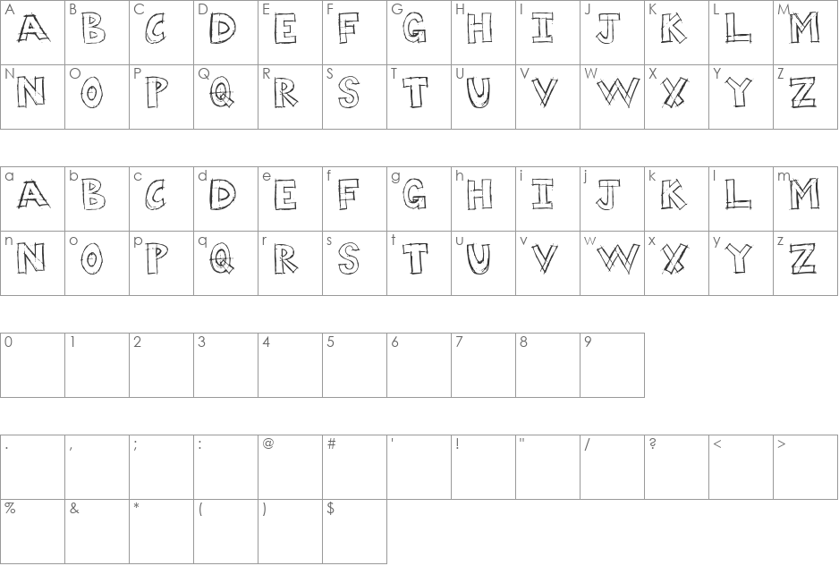 Dumpster Diver font character map preview
