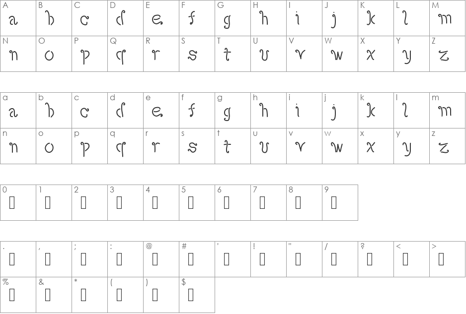 amaretto font character map preview