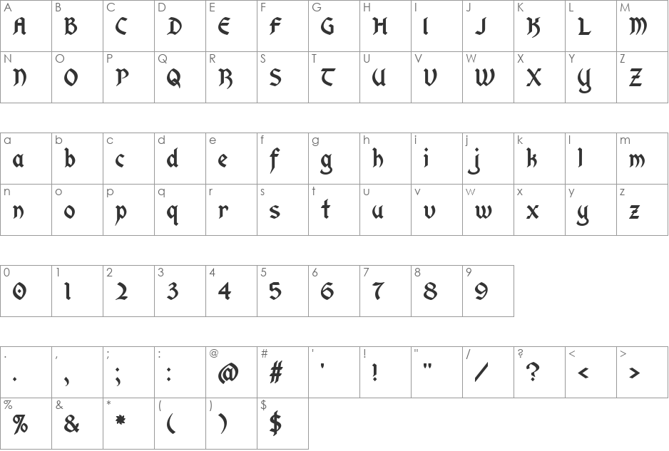 DungeonKeeperII font character map preview