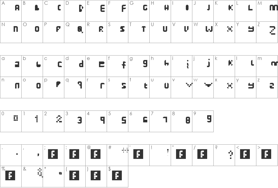 Dunno Fined font character map preview