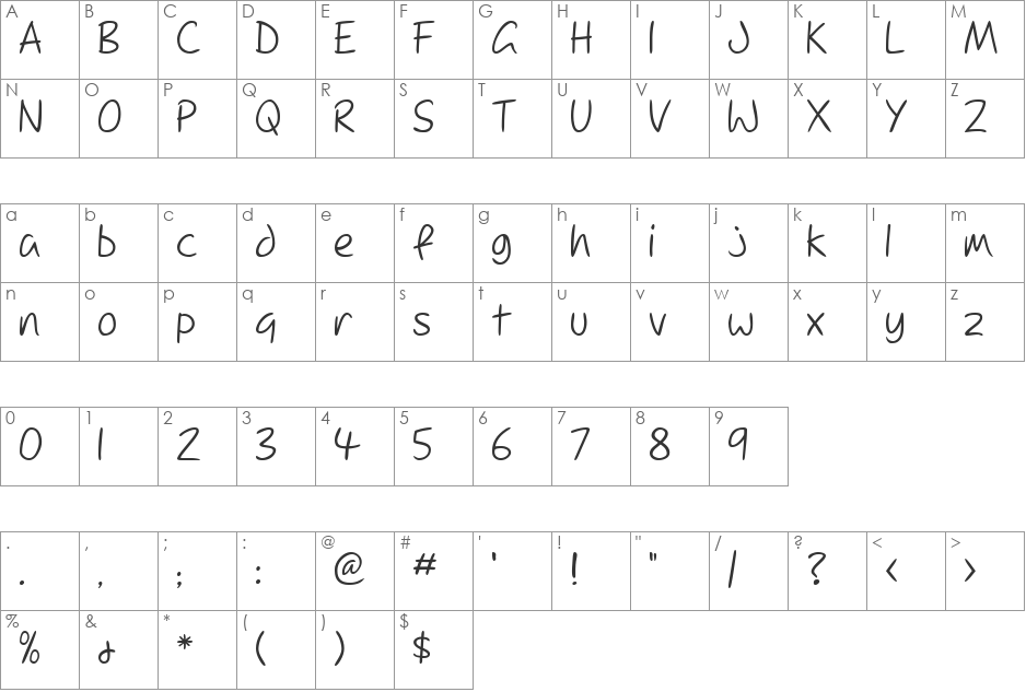 Dupree font character map preview