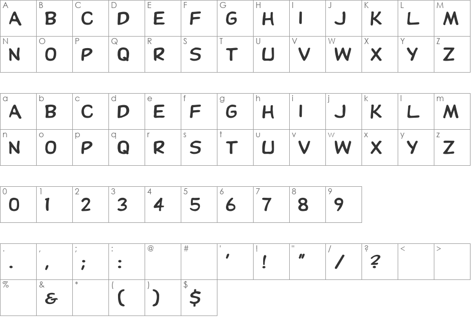 DupuyHeavy Wd font character map preview
