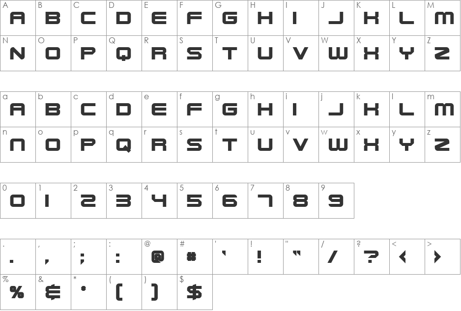 Durandal Black font character map preview