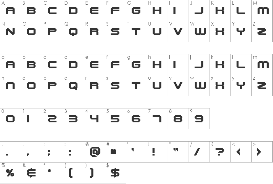 Durandal Flat Black font character map preview