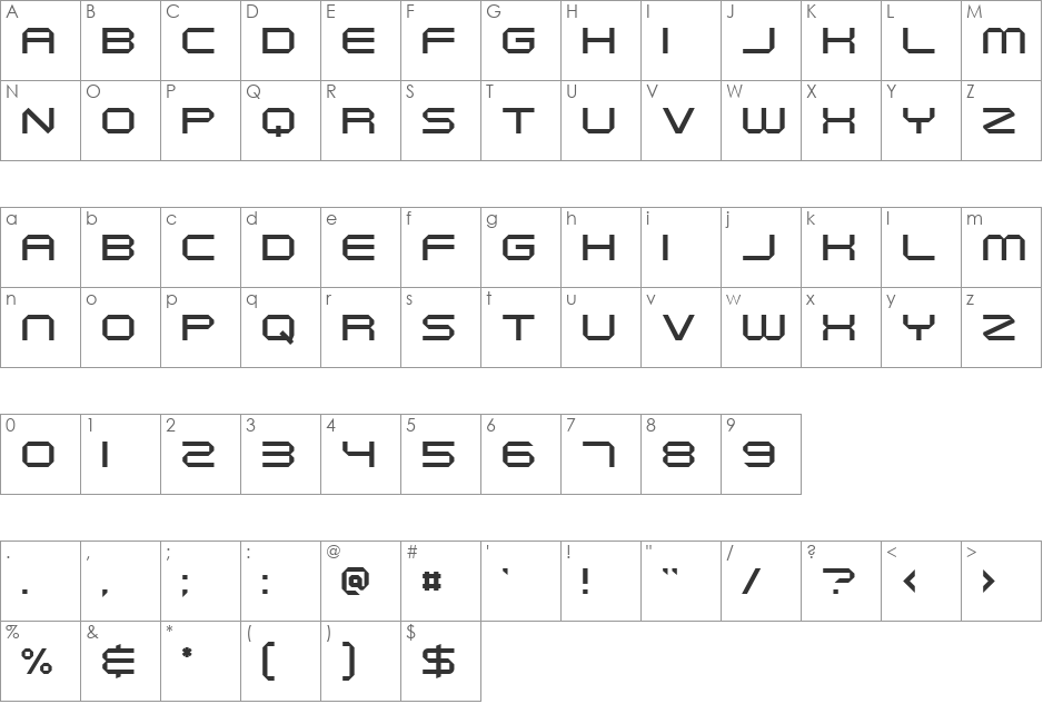 Durandal Flat Light font character map preview