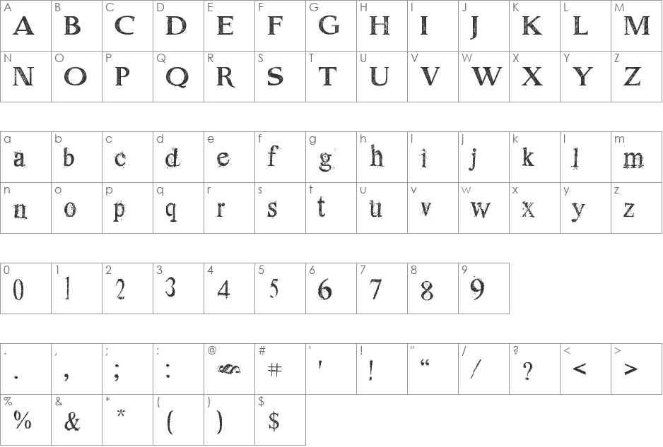 Dust Serif font character map preview