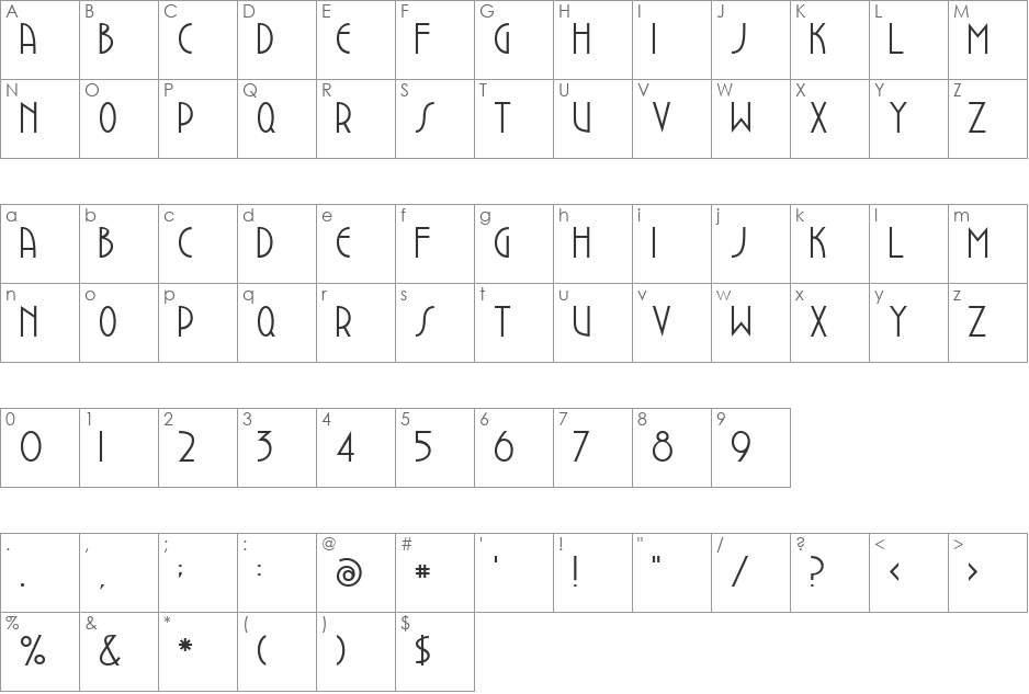 DustbowlClementine font character map preview