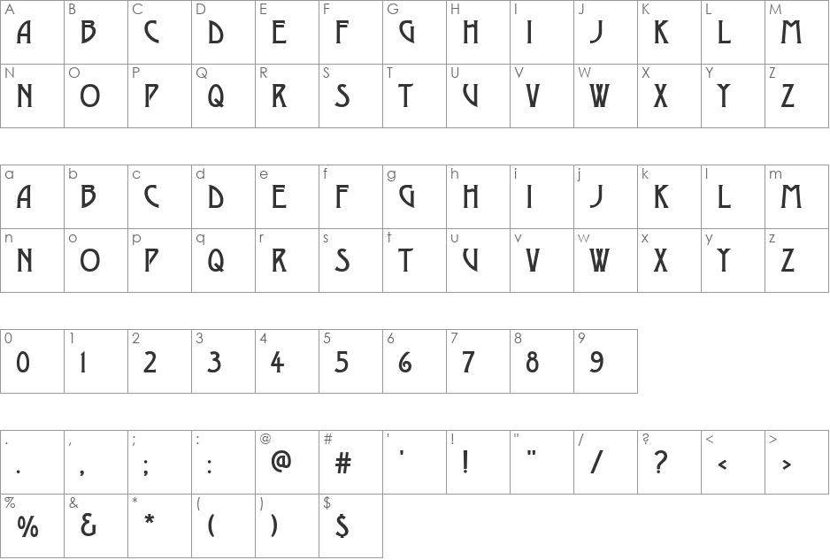 DustineSolid font character map preview