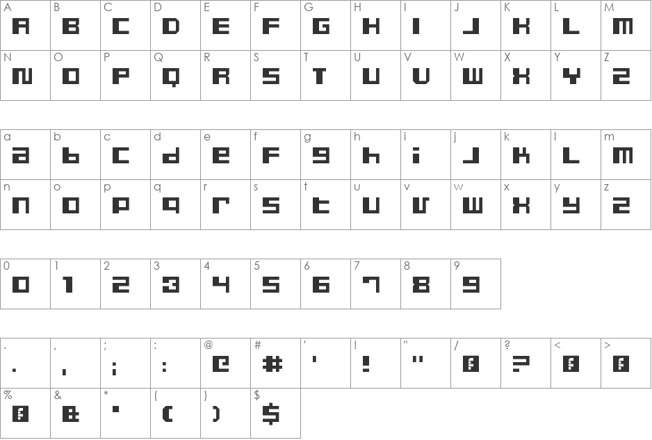 Dusty Pro font character map preview