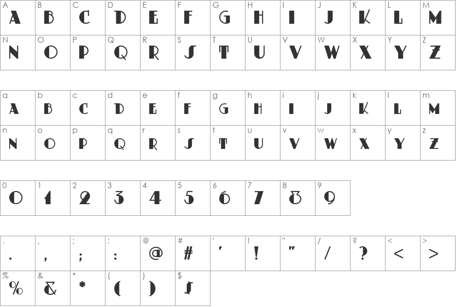 Dusty Rose NF font character map preview