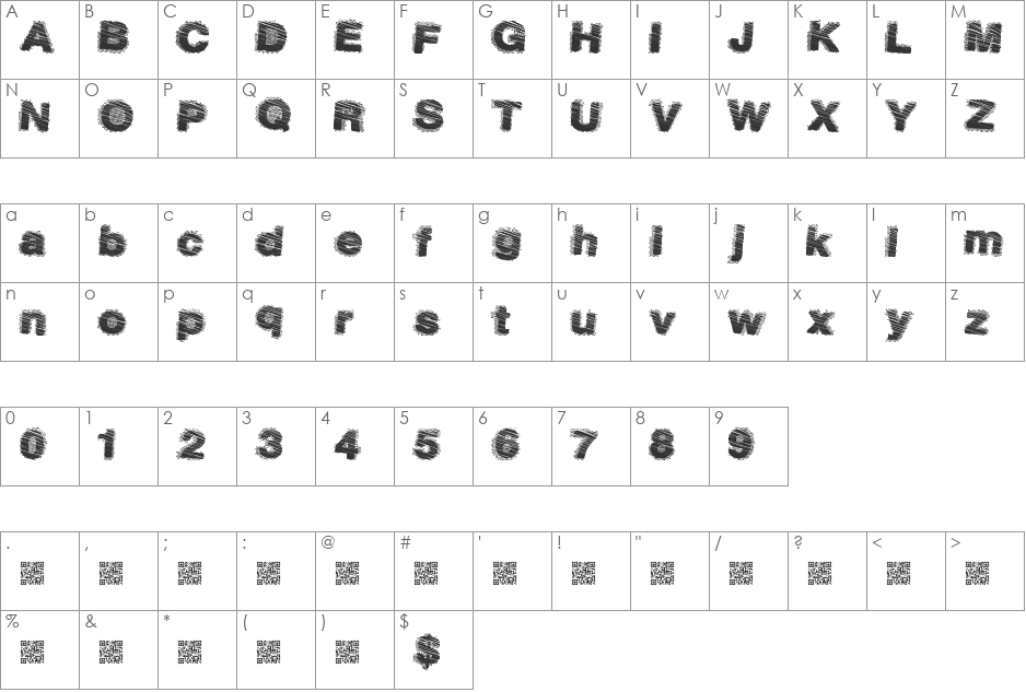 DustySalmon font character map preview