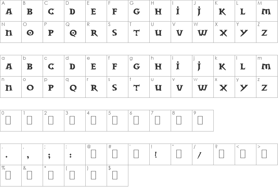 Dwarven Stonecraft font character map preview