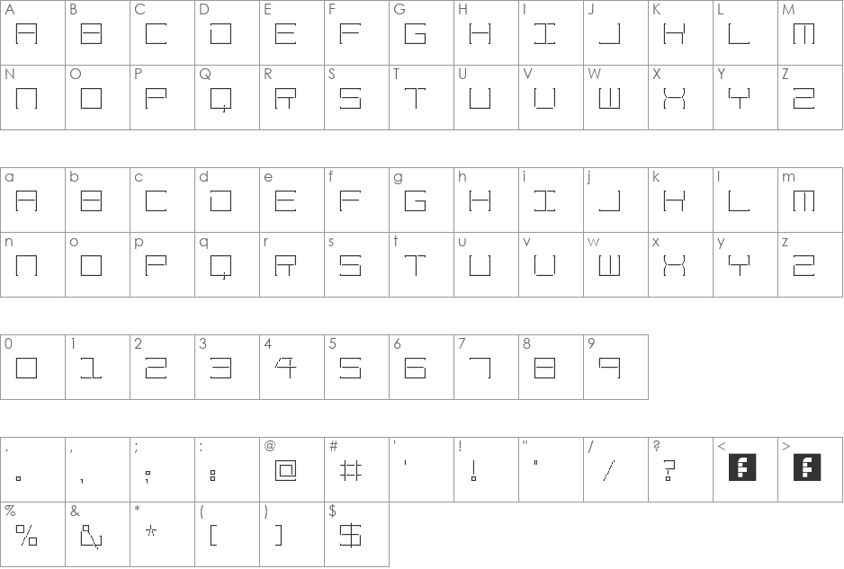 Amaya Technical font character map preview