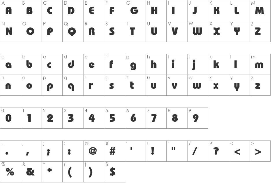 Dyname Black SSi font character map preview