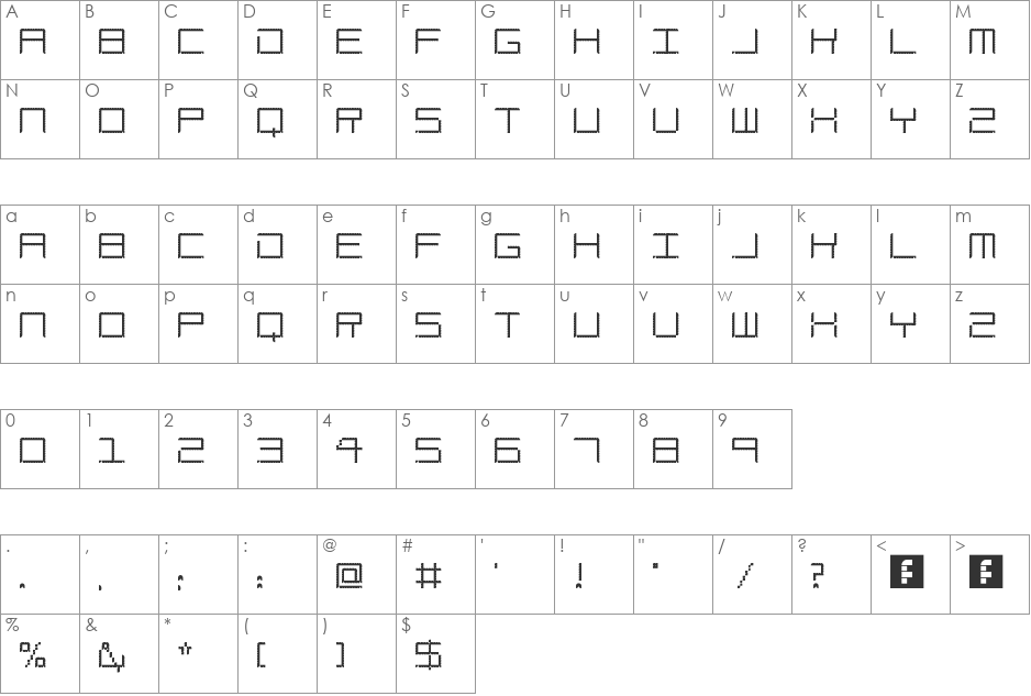 Amaya Technical Curve font character map preview