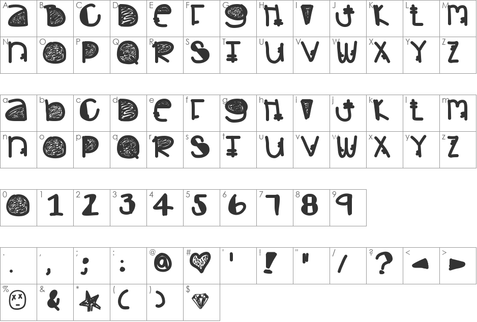 Dynamite font character map preview