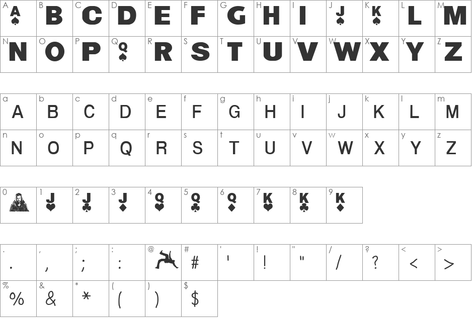 DYNAMO magician font character map preview