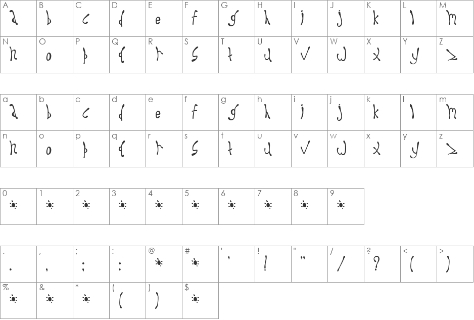 Dysprosium font character map preview