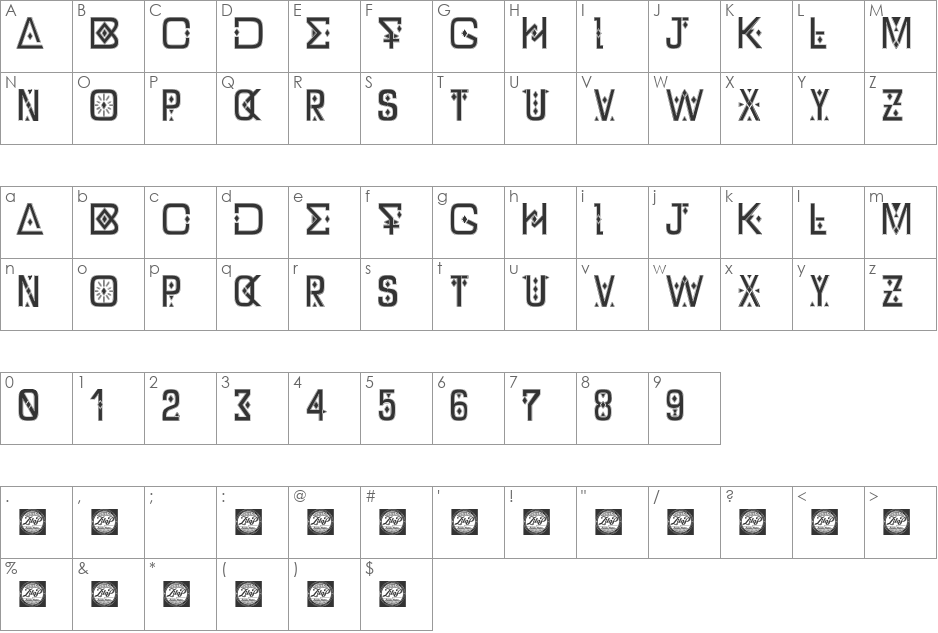 DZ Typography - Zilap font character map preview