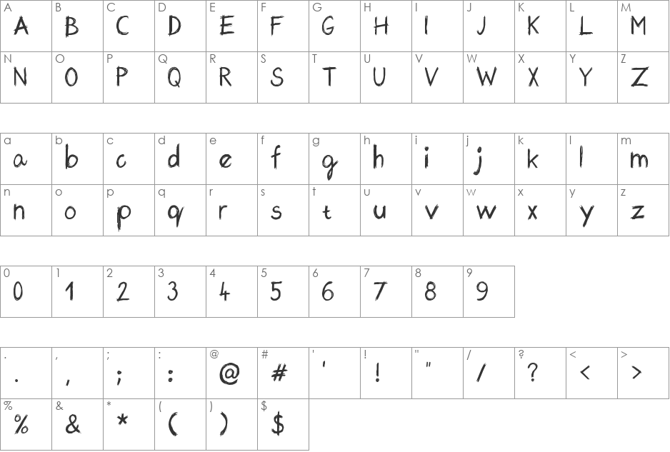 dzidzibig font character map preview