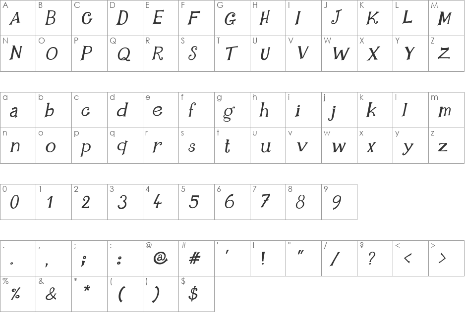 dzidzideco font character map preview