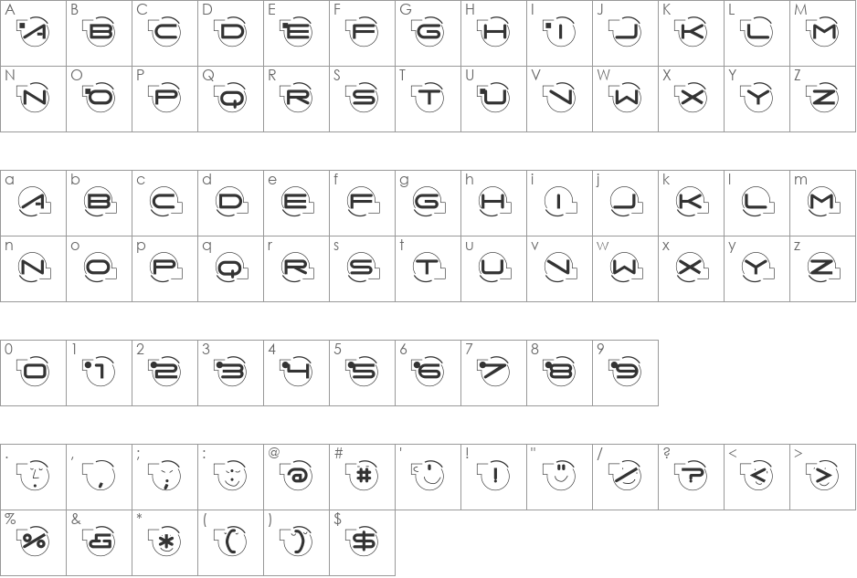 AbcariFond font character map preview