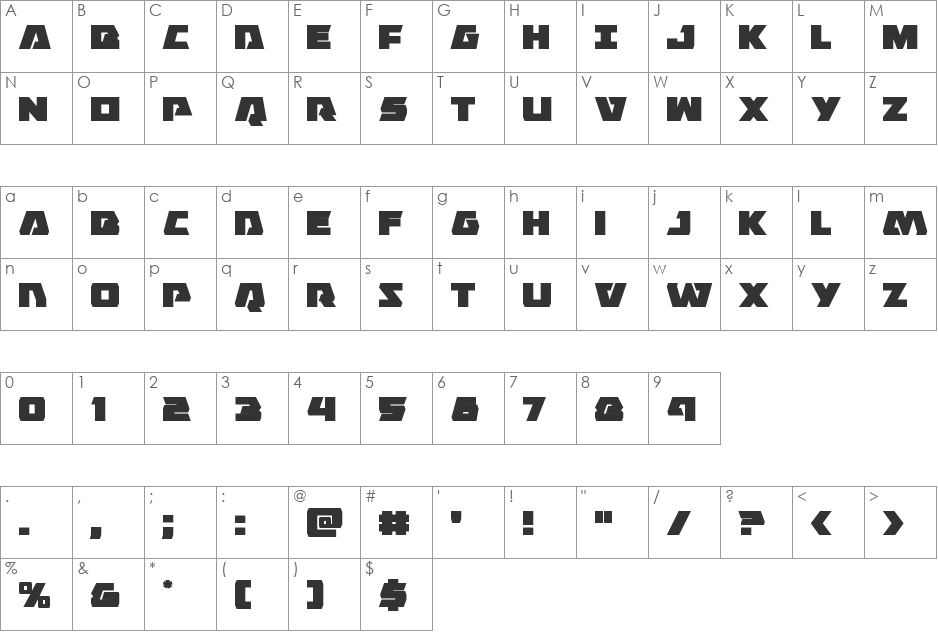 Eagle Strike Super-Italic font character map preview