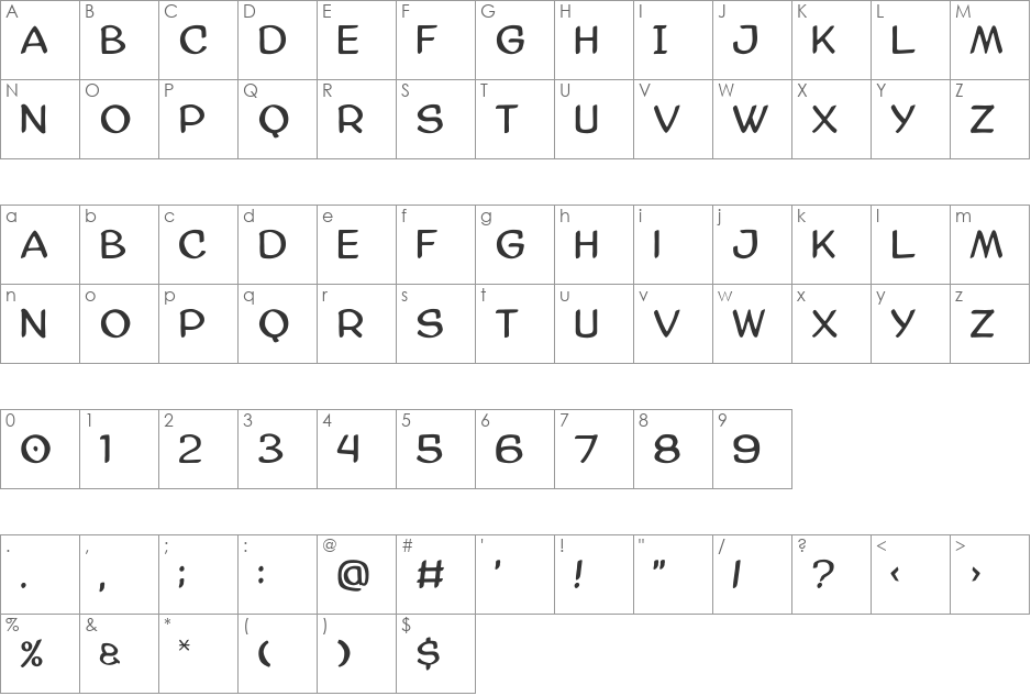 AmazGoDa font character map preview
