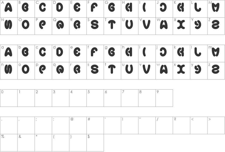 eartheart font character map preview