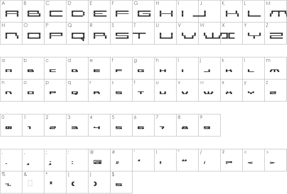 AmazHacker font character map preview
