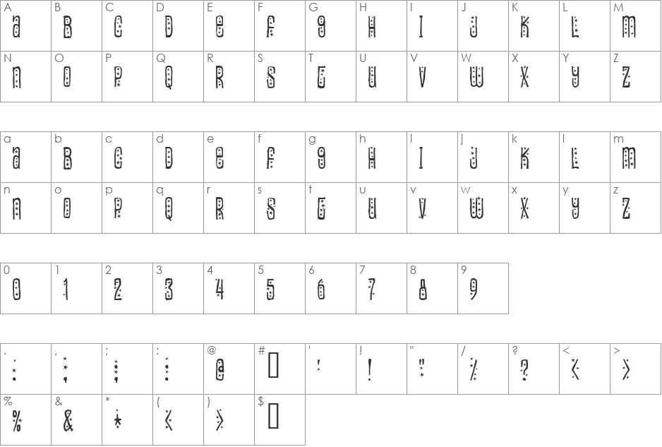 Easily amused font character map preview