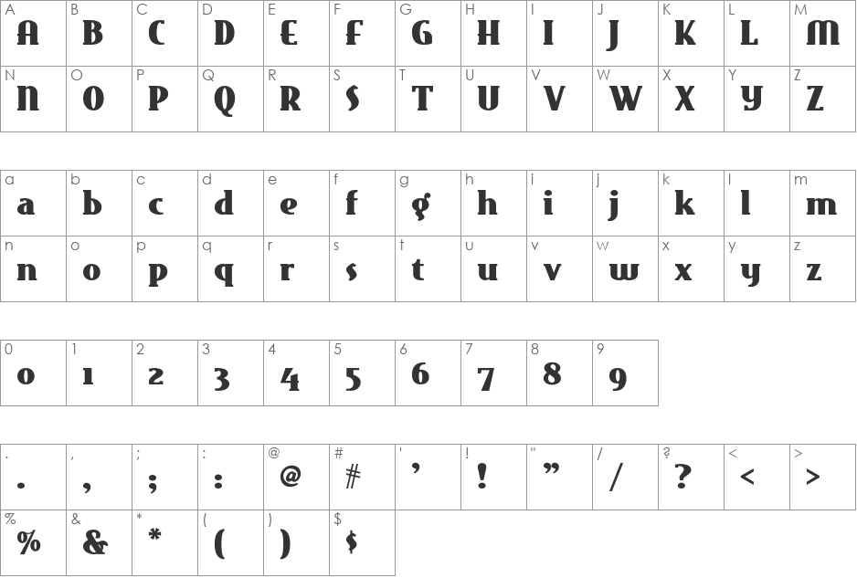 East Market Two NF font character map preview