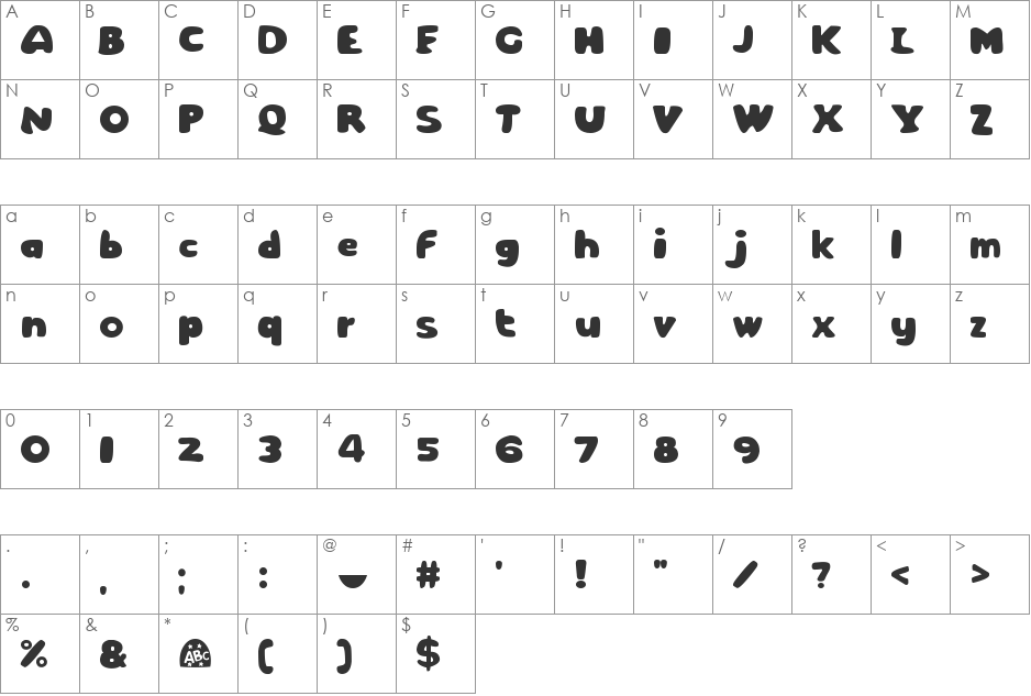 Easter ABC Egg font character map preview
